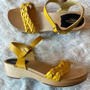 Swedish Hasbeens Braided Yellow Sandals size EU 40